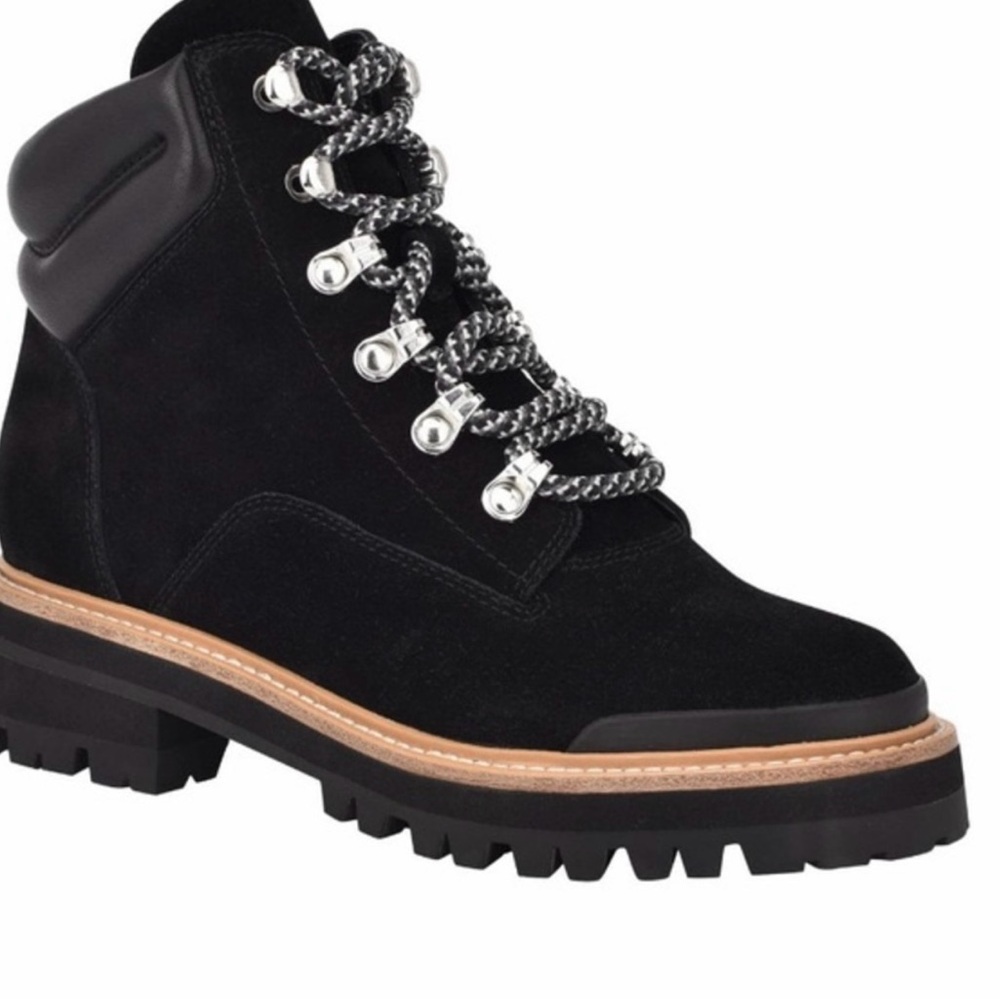 Marc Fisher Black Suede Lace up Boots